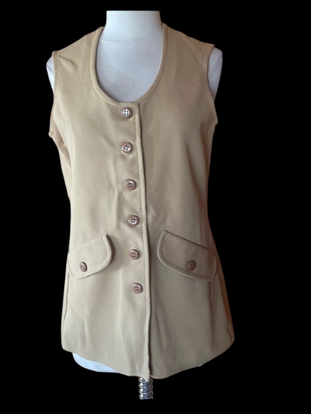 1970s Jack Winter Poly Knit Button Down Vest